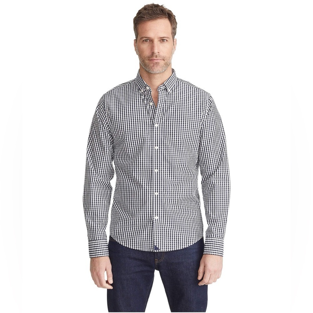 UNTUCKit Men's Navy and White Gingham Shirt XL